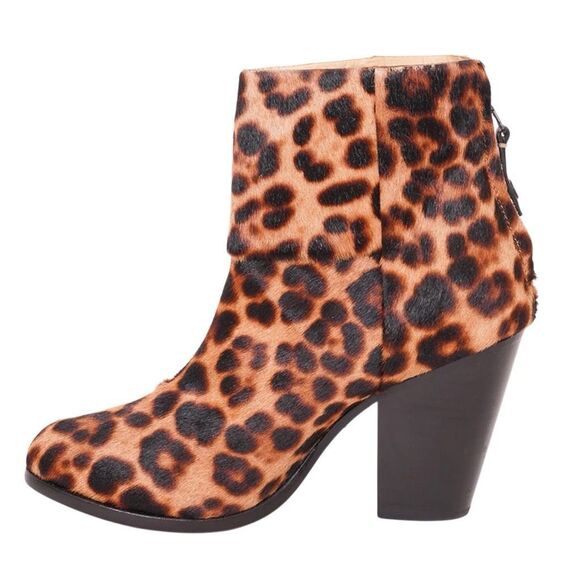 Rag & Bone Leopard Newbury Calf Hair Booties 38.5 - Picture 1 of 12